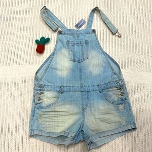 NWT Wet Seal High Way Jeans Relaxed Raw Turn Short Overalls !!